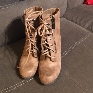 Combat Lace Up Zipper Booties